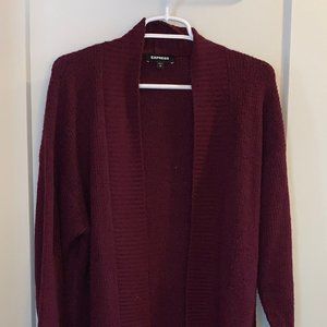 Express Long Cardigan, Burgundy, X-Small